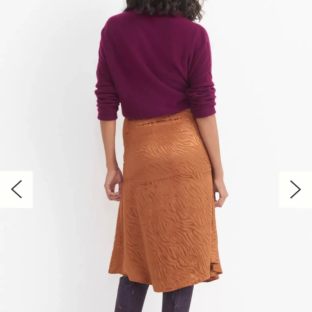 Anthropologie Maeve | Tamra Jacquard Animal Print Faux Wrap Midi Skirt - Size 0 - Image 3