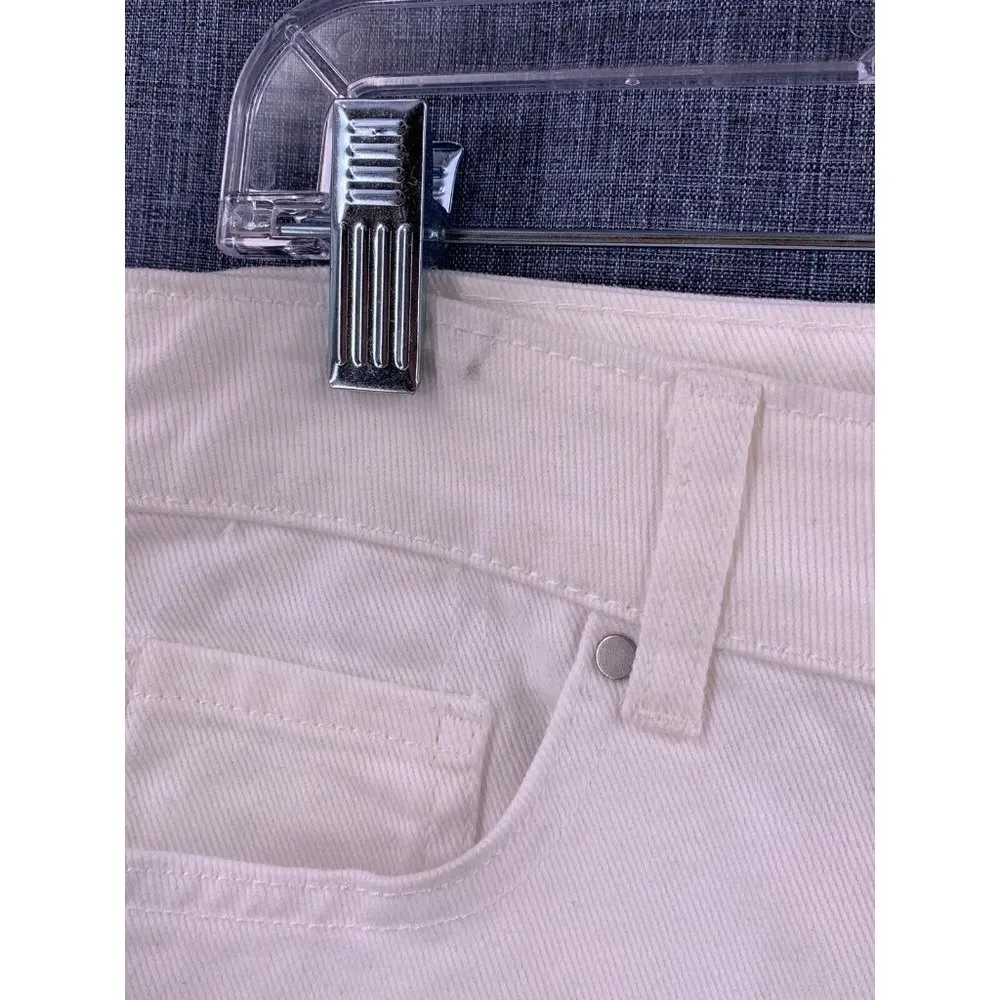 NWT AFRM Luisa White Denim Distressed High Rise Button Fly Ankle Jeans Size 28 - Image 4