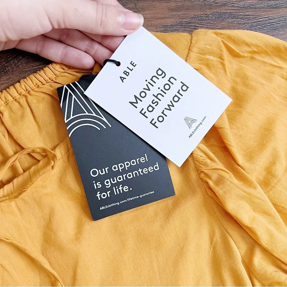 ABLE • Florence Maxi Dress mustard yellow Paprika cotton peasant puff sleeve Size XS - Image 8