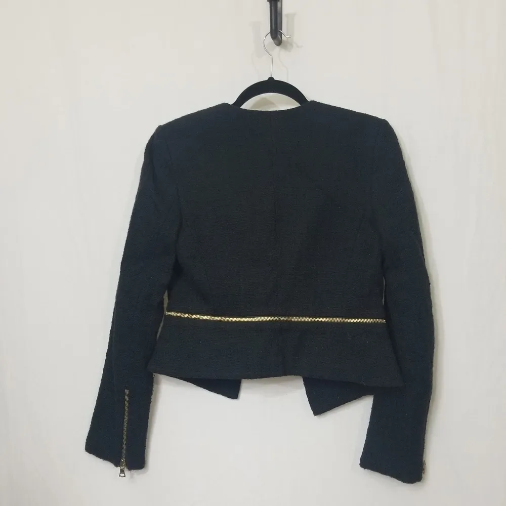 Express Cropped Open front Double Zip Blazer - Image 2