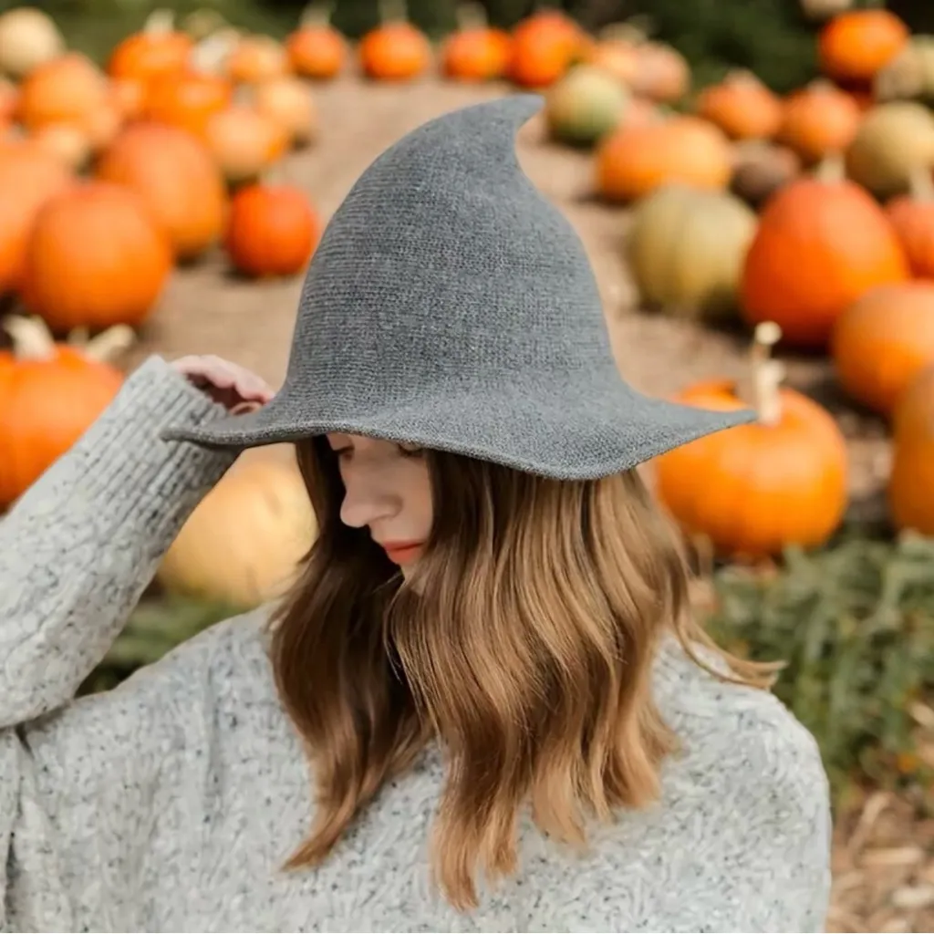 Grey Witchcraft Unisex Woolen Hat WarmStylish for Halloween or‎ Daily Wear Gray - Image 8