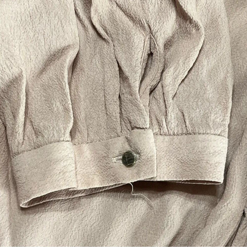 Women’s Maeve Anthropologie Pink Dress Gathered Waist Button Front Size‎ 4 - Image 13