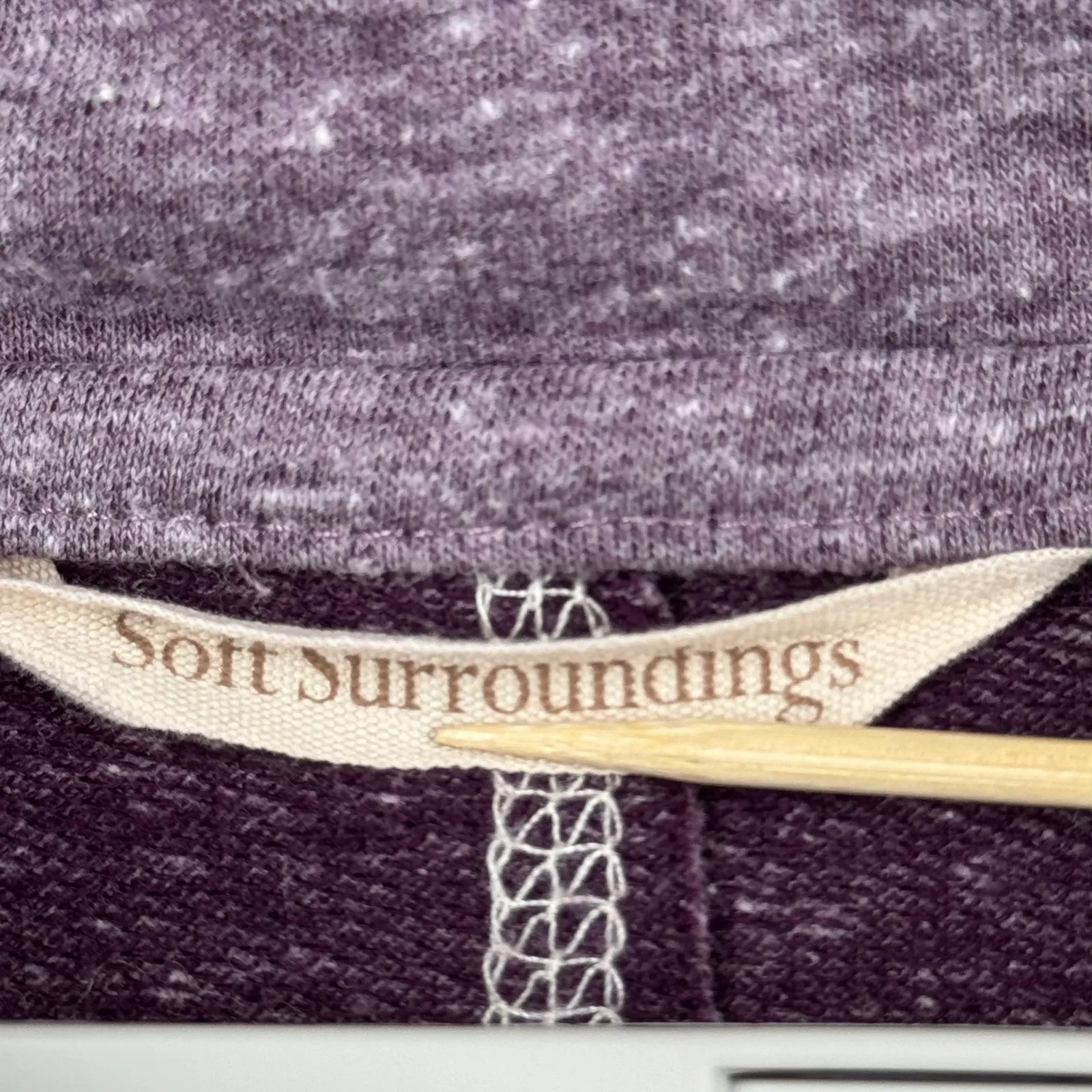 Soft Surroundings Brinley Top L Purple Heathered Pullover Cowl Neck Button Tunic - Image 4