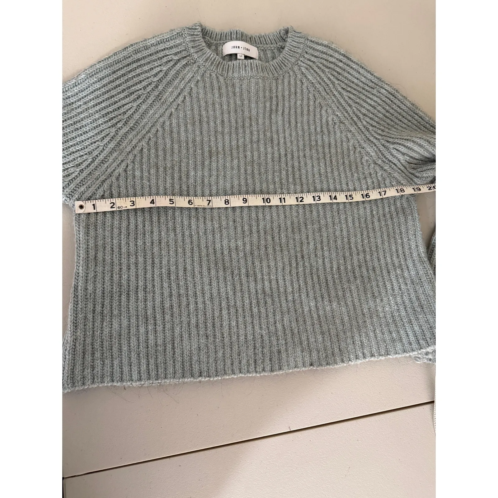 Revolve John + Jenn Dusty Blue Alpaca Blend Knit Bell Sleeve Sweater Top Small - Image 8