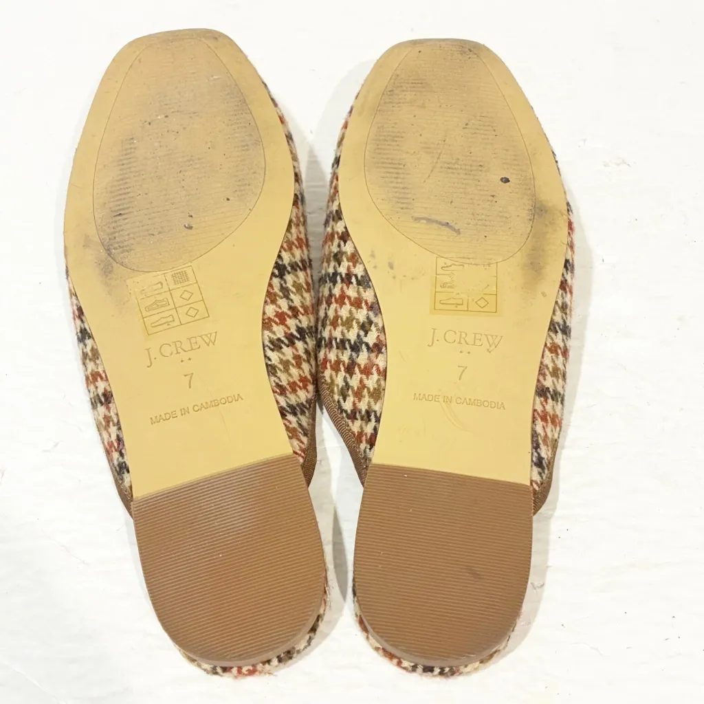 Jcrew Factory Brown Plaid Ballerina Mules Slides Slip Ons Size 7 - Image 5
