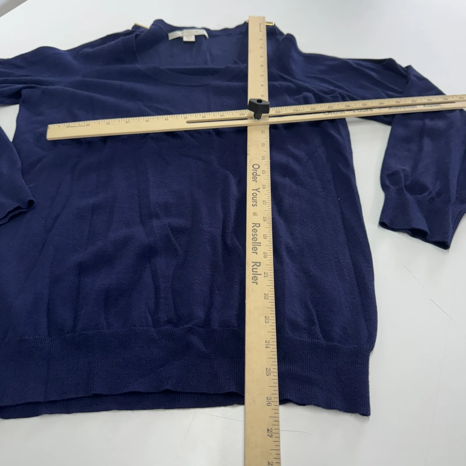 Boston Proper Sweater Womens Medium Blue Cold Shoulder Knit Pullover‎ - Image 6