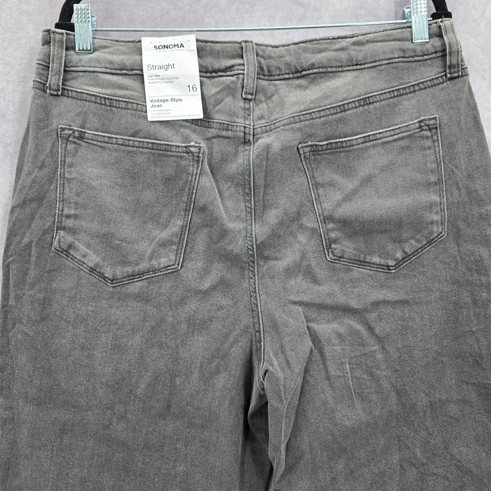 Sonoma Gray Straight Classic High Rise‎ Vintage Style Pants Denim Jeans Plus 16 - Image 5