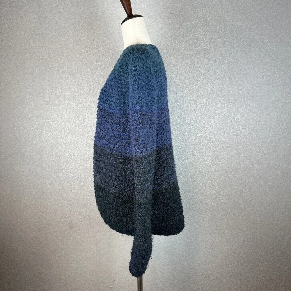 Gogo Bregante Chunky Knit Balloon Sleeve Cardigan Sweater One Size OS Blue Wool Size L - Image 2