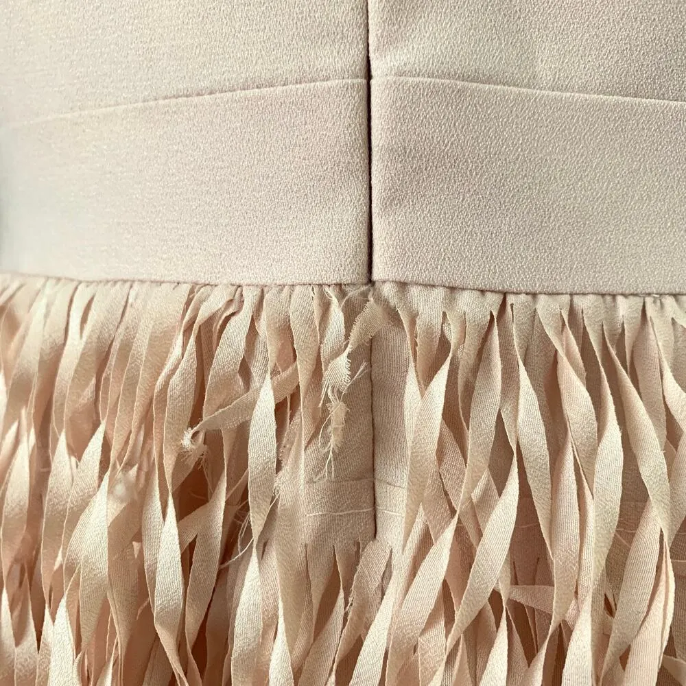 Aidan Mattox V-neck Sleeveless Crepe Fringe Skirt Mini Dress in Blush Pink - Image 8