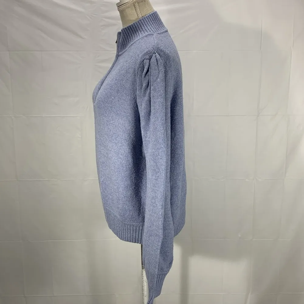 Universal Thread Light Blue Puff Sleeve Mock Neck Quarter Zip Sweater Si… - Image 4