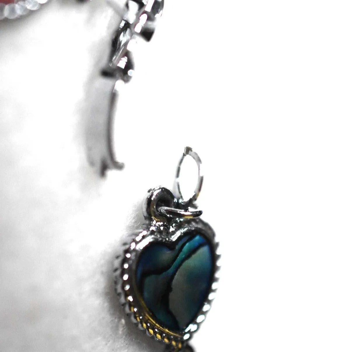 NWOT Stunning Multi Color Abalone/Shell Hearts Silver Tone Link 6.5" Bracelet - Image 5