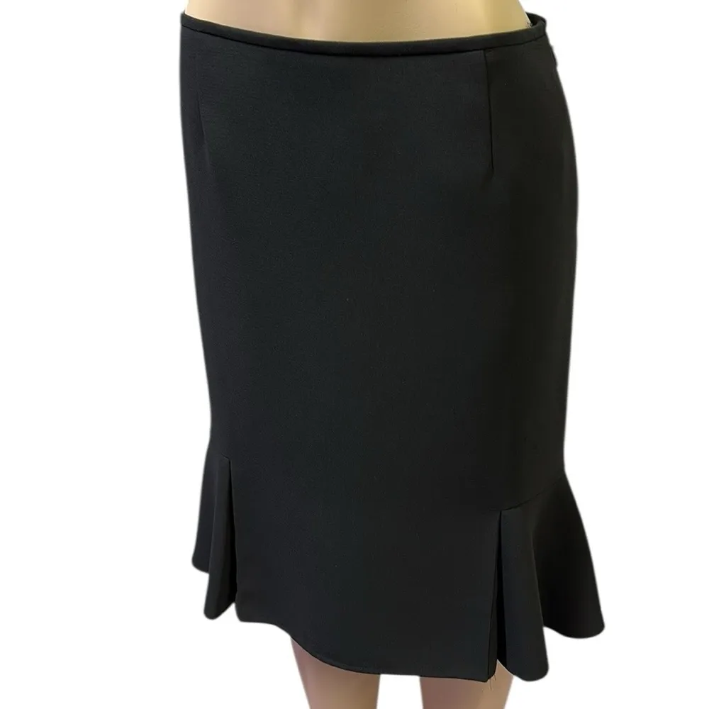 Black Flounce Midi Length Fully Lined Skirt Zip Side Womens 8 - Image 5