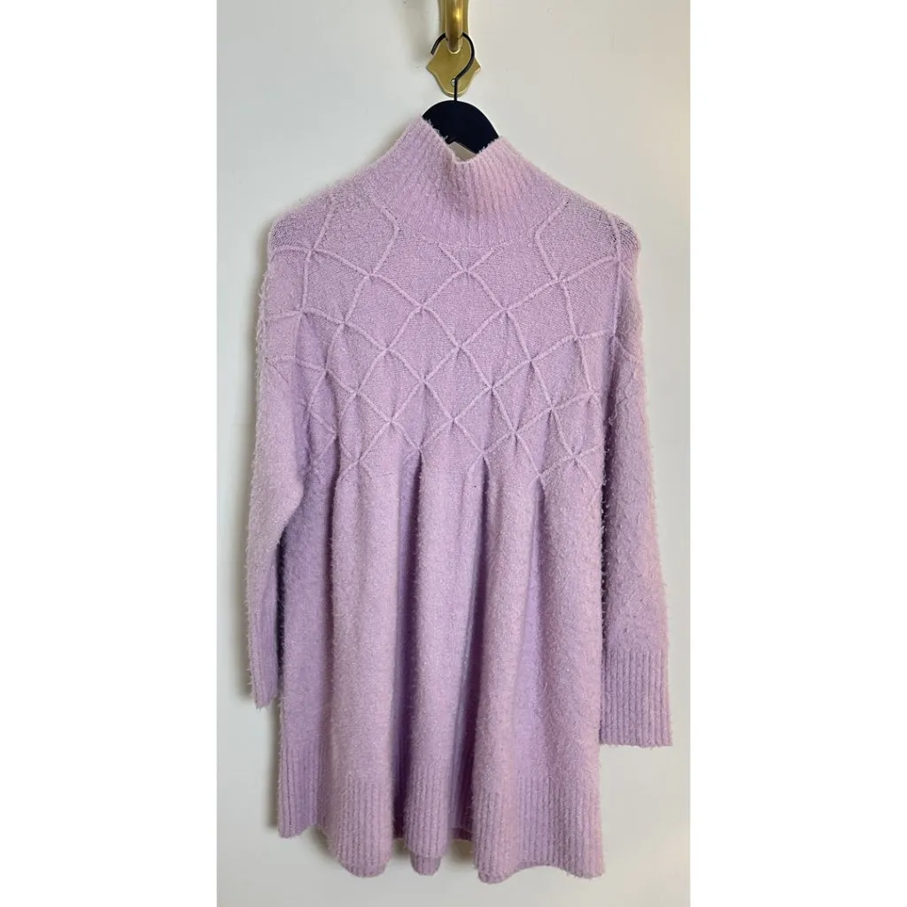 FREE PEOPLE Jaci Long Sleeve Mock Neck Sweater Dress in Lavender Size X-Small - Image 4