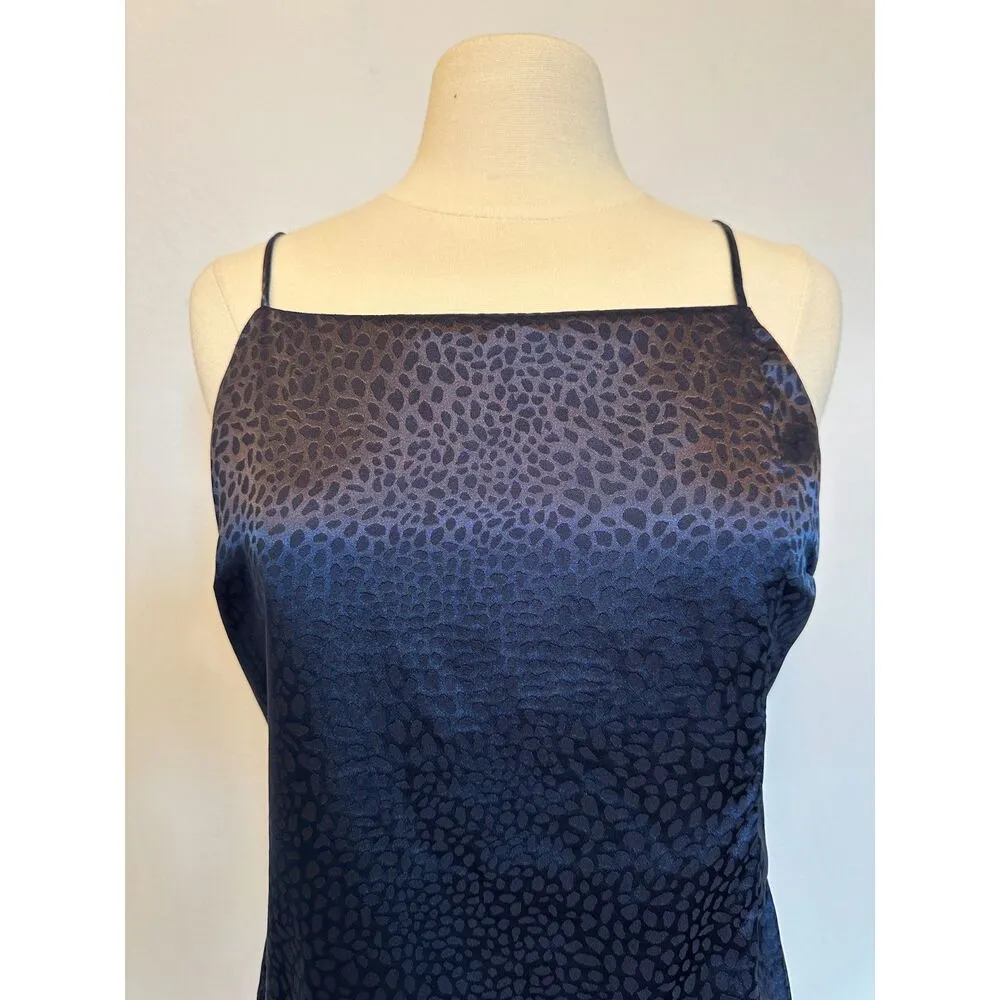 Sophie Rue Blue Satin Leopard Print Mini Dress Size Large - Image 4
