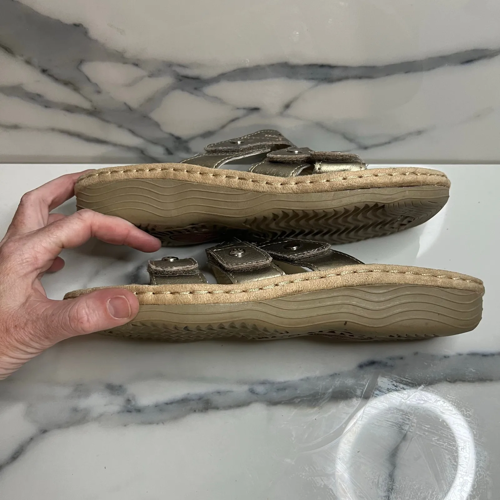 Earth Spirit Women's Metallic Leather Gelron 2000 Slide Sandals Sz 8.5 Comfort - Image 6