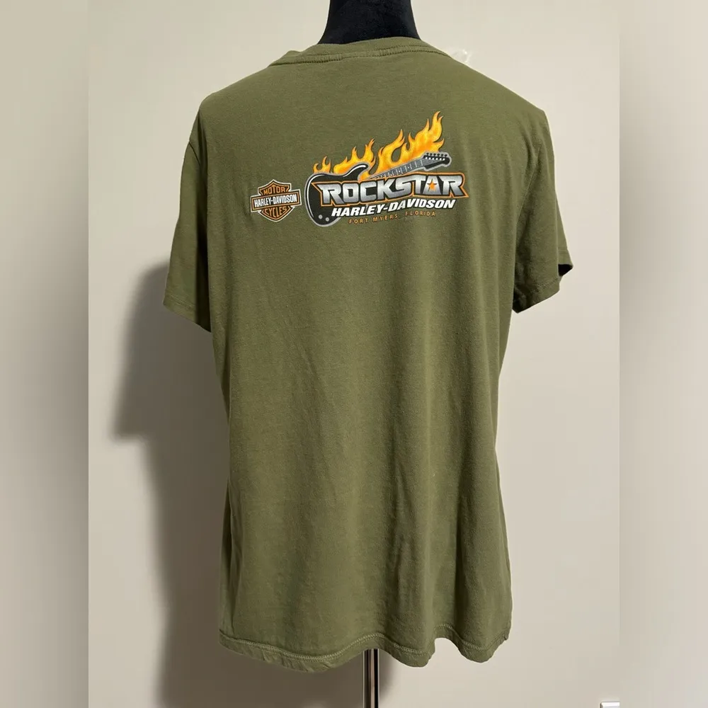EUC Harley Davidson Motorcycles Green Eagle Fort Myers, FL Graphic shirt size XL - Image 5