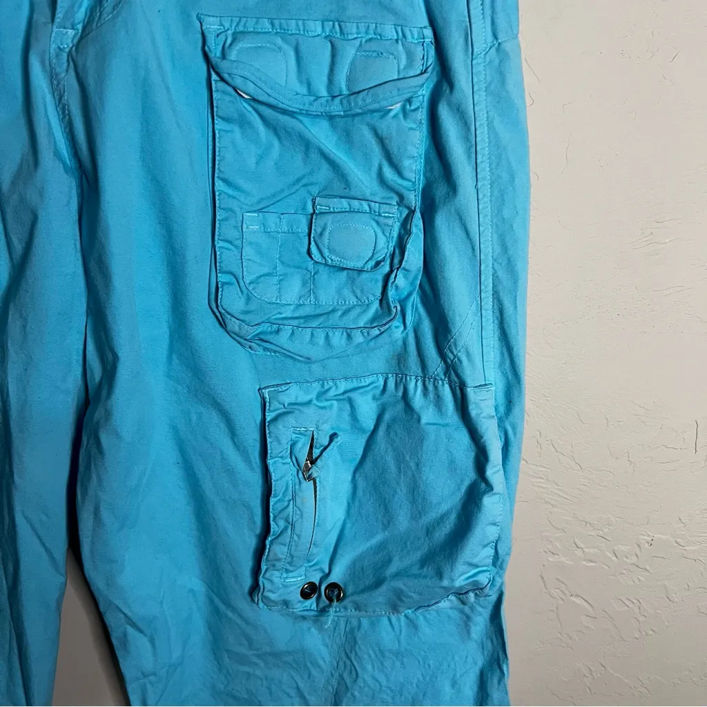 Pete & Greta by Johnny Was Unisex Utility Cargo Teal Blue Pants Size 4 - Image 4