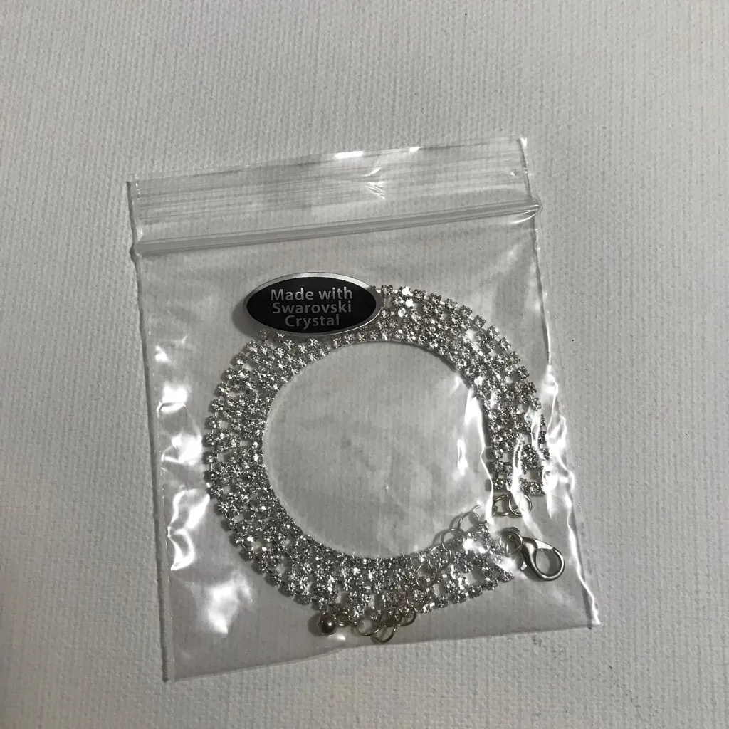 Sparkly Bling Silver Tone Tennis Bracelet with White Swarovski Crystals 15 inch - Image 3