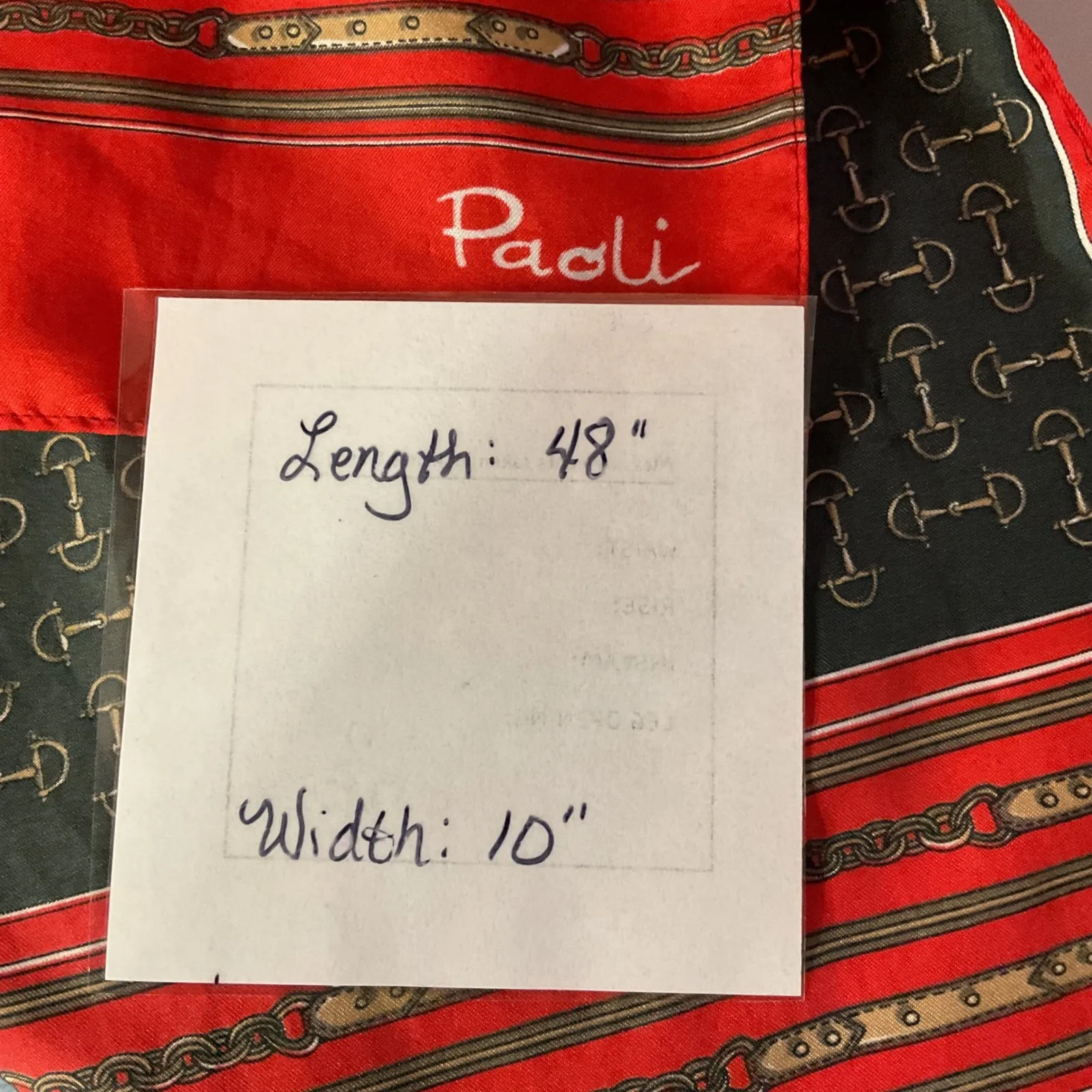 Vintage Paoli Red & Black Equestrian Themed Classic Trendy Chic Scarf One Size‎ - Image 7