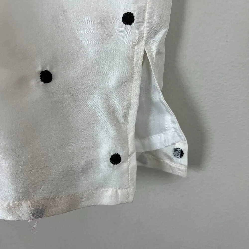 Silkland Blouse Women Petite Medium PM White Black Polka Dot 100% Silk Button Up Size undefined - Image 6