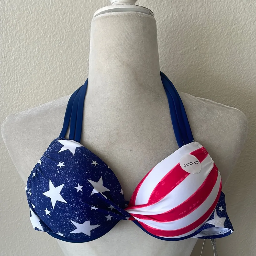 California Waves Juniors' Americana Push-Up Underwire‎ Bikini Top - Image 3