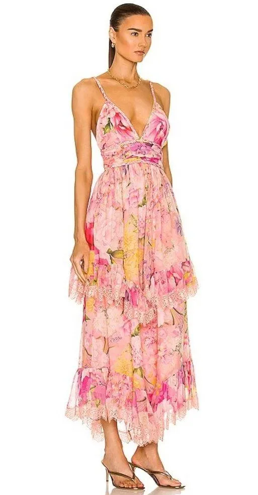 Rococo Sand x Revolve Leona Low Back Maxi Dress in Peach/Pink Floral Size L NWT Pink Size L - Image 5