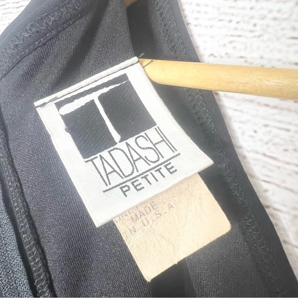 Tadashi Shoji Vintage Black Ruched Long Sleeve Evening Gown Size Petite Small - Image 7