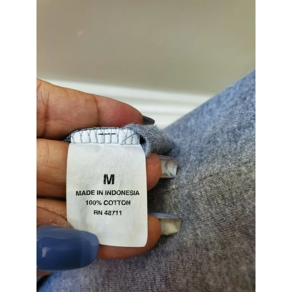 Falls Creek Women Solid Gray Cotton Round Neck Short Sleeve Knee Length Dress M - Image 10