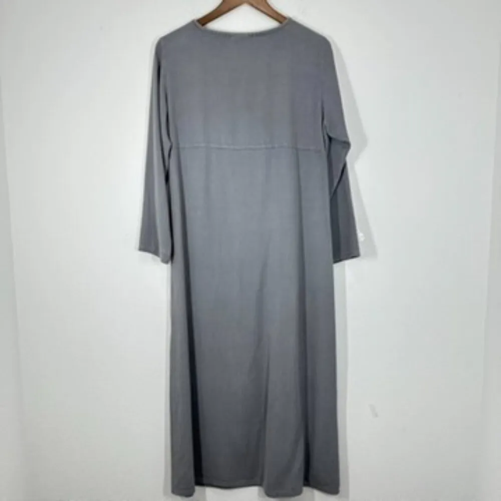 Eileen Fisher Grey‎ Midi Dress Lagenlook Cottagecore Artsy Contemporary - Image 6
