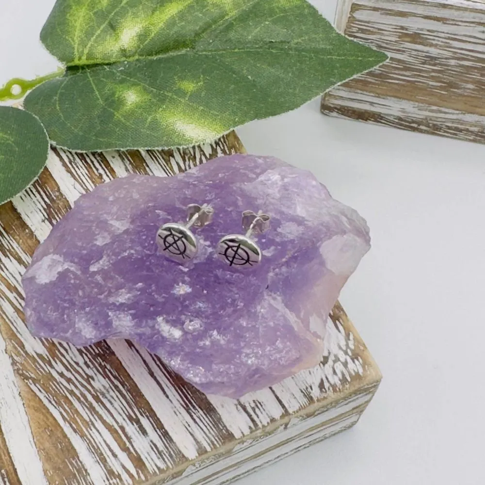 Punk Rock Anarchy Logo Sterling Silver Stud Earrings Silver - Image 5