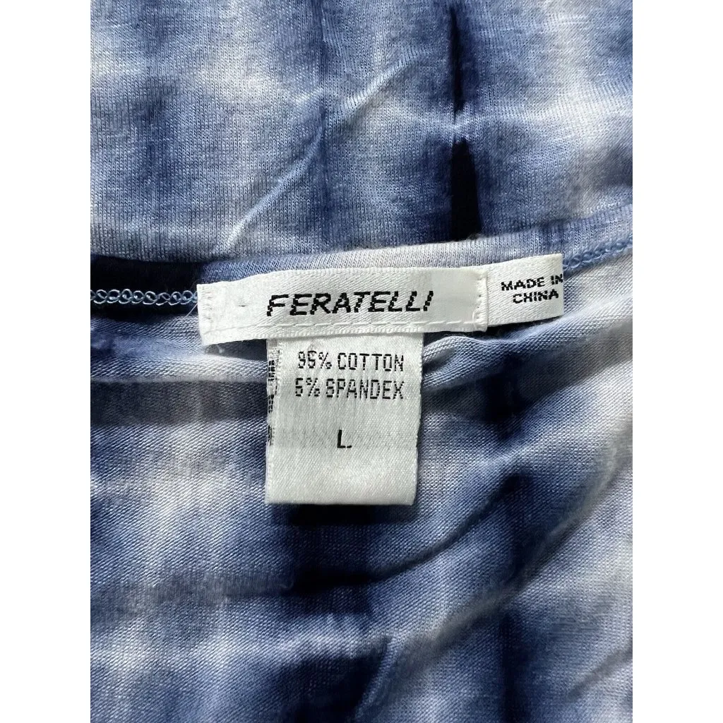 Feratelli Womans Top Blouse Large blue‎ 3d flowers tie dye Lagenlook Art to Wear - Image 6