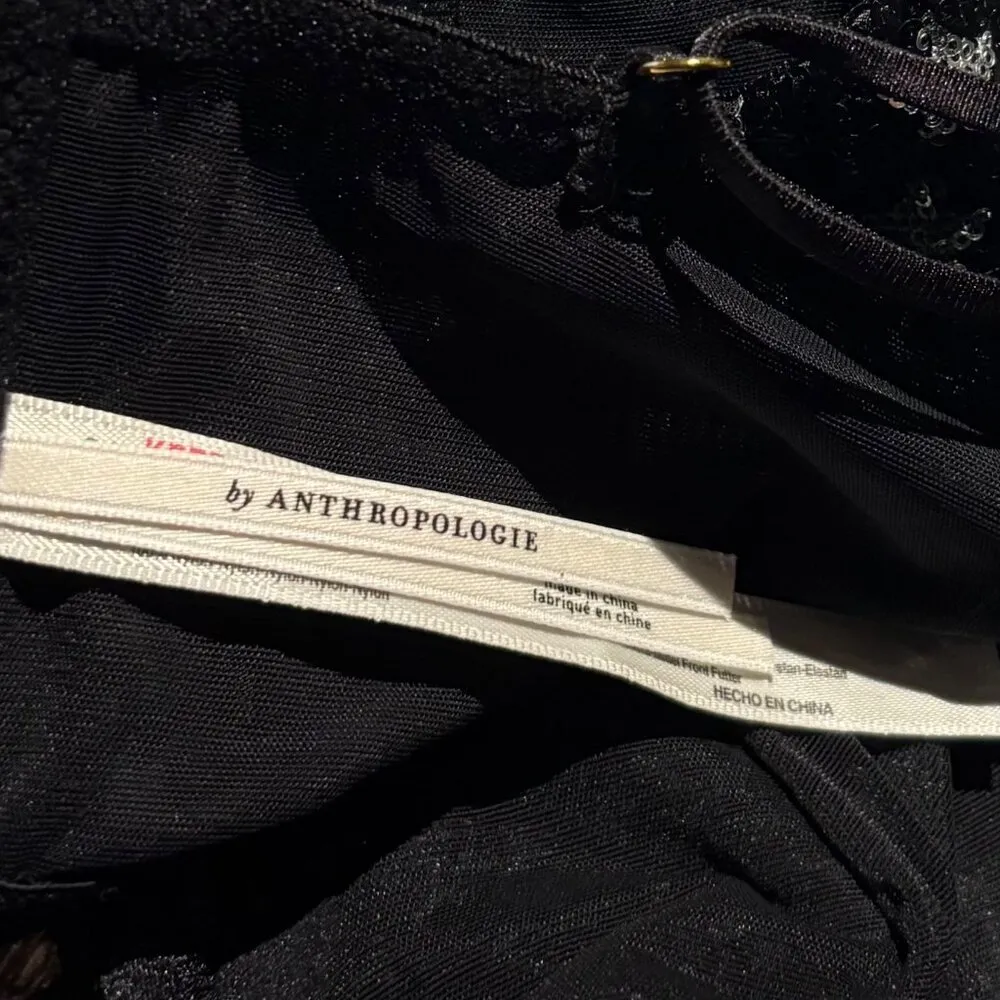 Anthropologie Womens Black Star Sequin Bralette With Adjustable Straps Size XS - Image 6