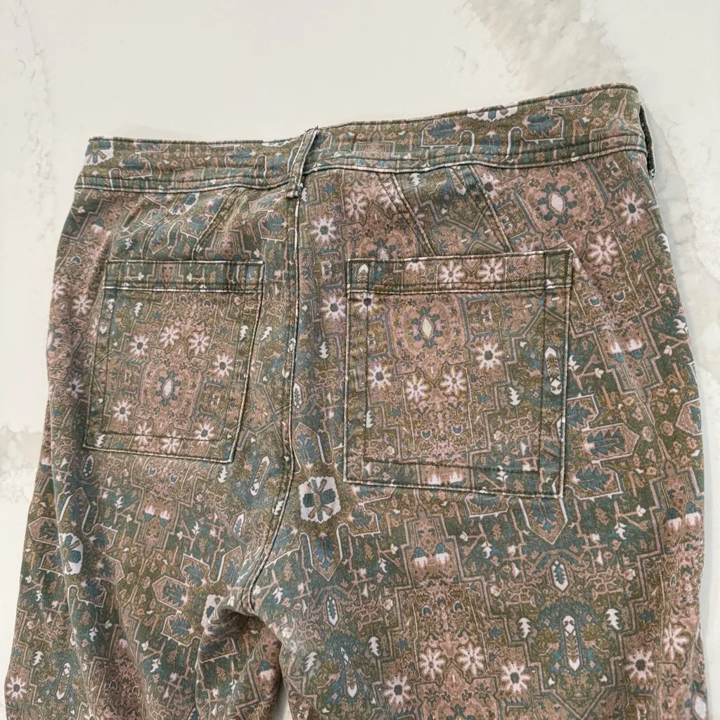 Anthropologie Cadet Slim Utility Pants Women’s 28 Tan Aztec Print Boho Mosaic - Image 7