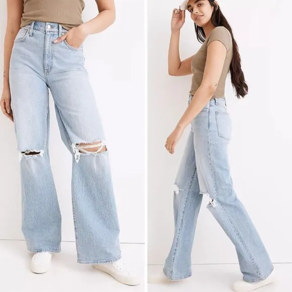 NEW Madewell Petite Superwide-Leg Jeans in‎ Blaisdell Wash, 29P - Image 3