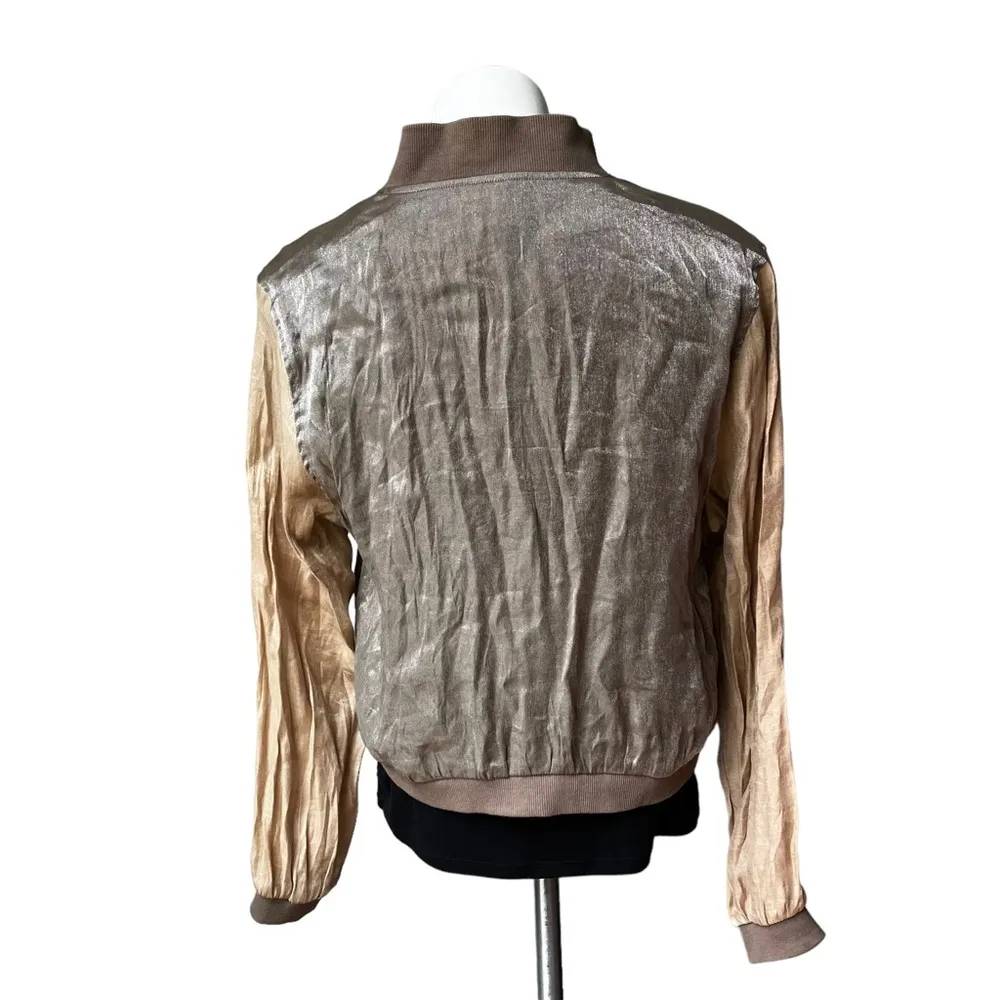Twelve by Ontwelfth Shimmer Metallic Crinkle Bomber Jacket - Image 2