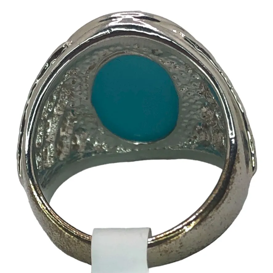 Silver Boho Ring with Light Blue Stone - Image 6