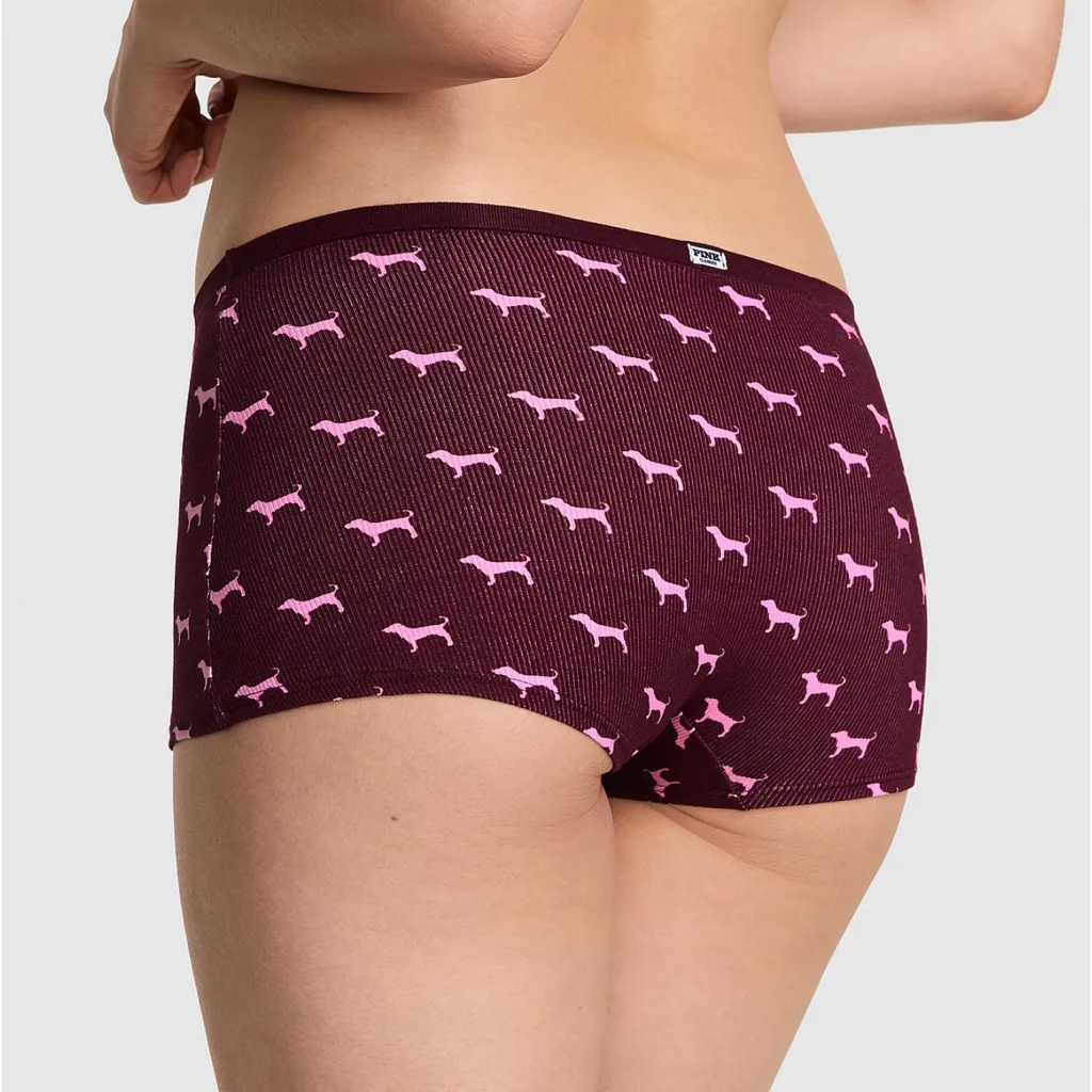 PINK VICTORIA’S SECRET Cotton Dorm Boyshorts Wild Rose Pink Dog Print MEDIUM - Image 6