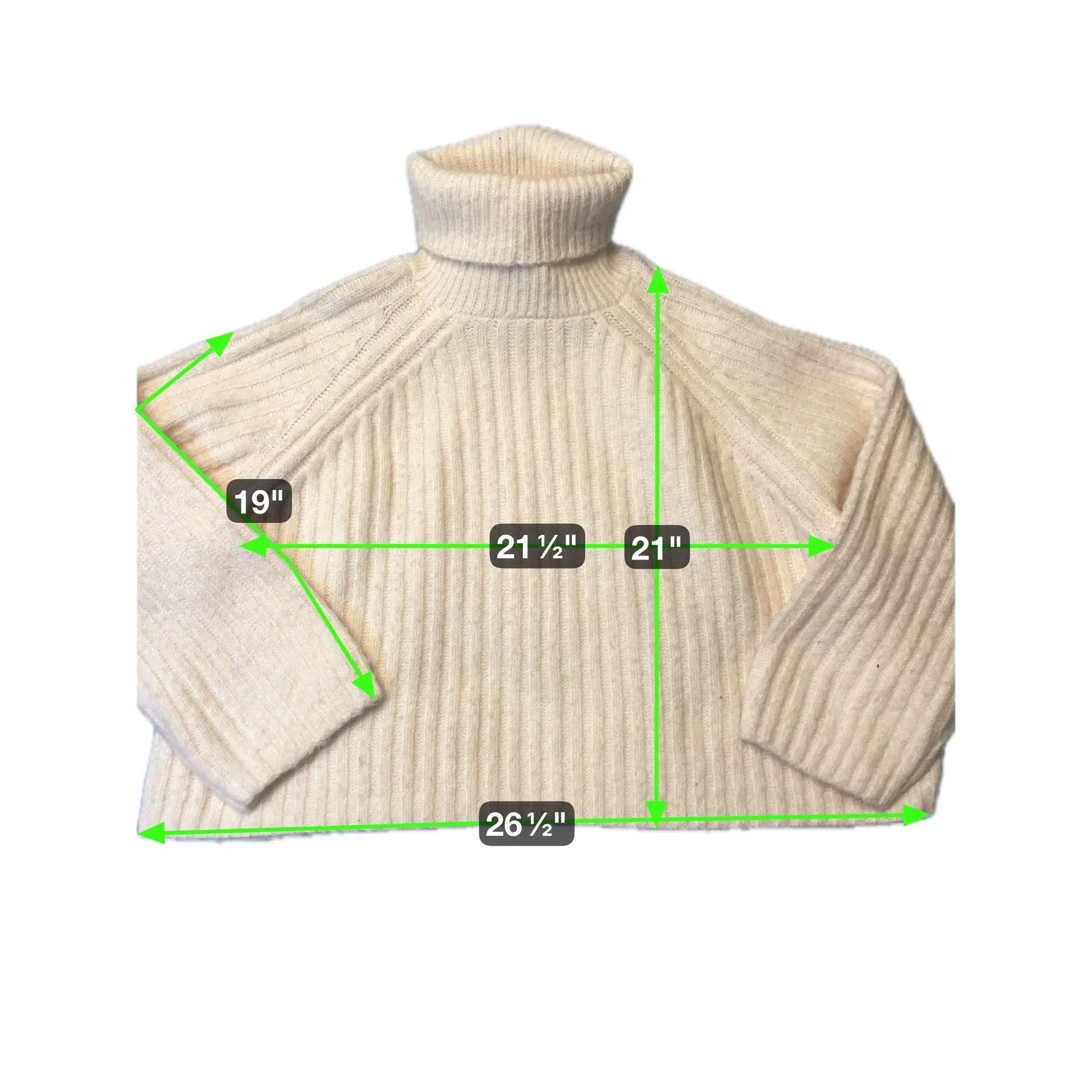 ZARA Cream Ribbed Turtleneck Sweater Oversized Cozy Knit Top L NWT - Image 2