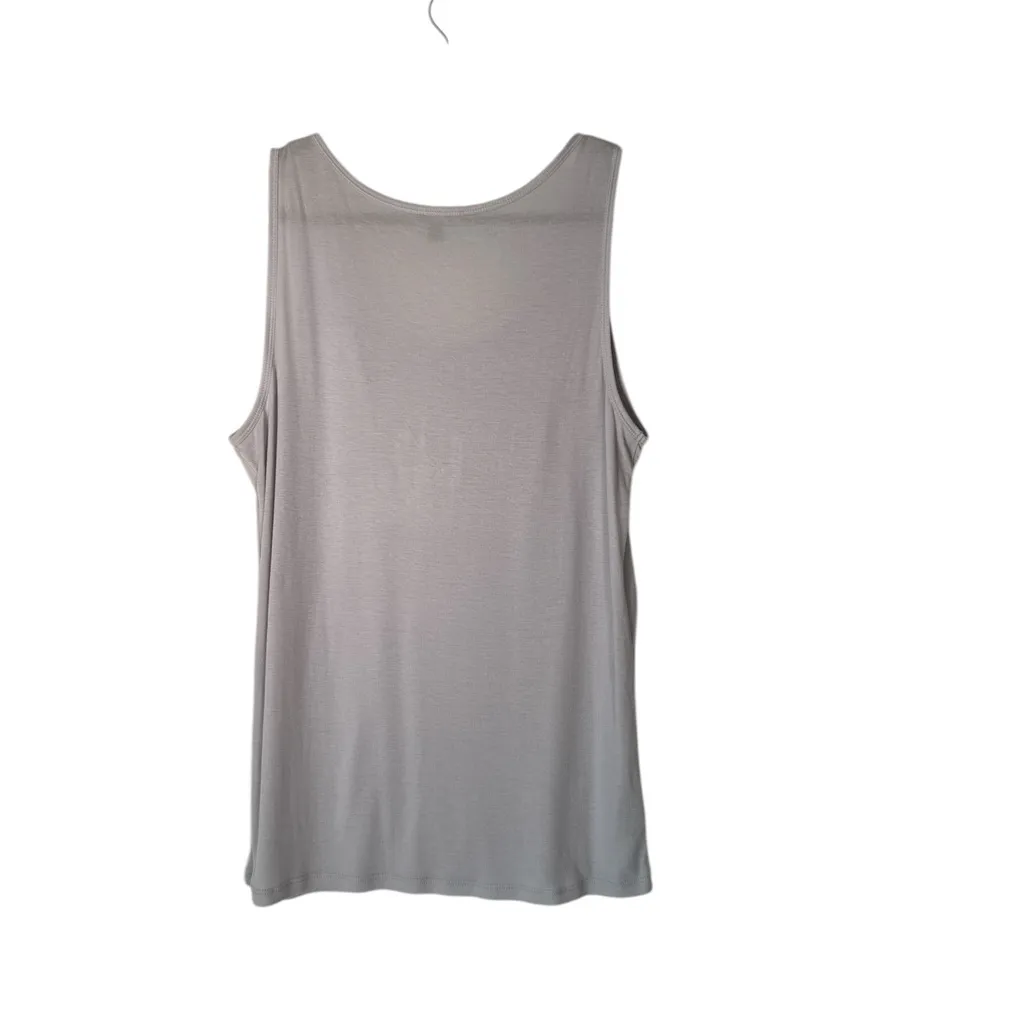 Anne‎ Taylor Soft Gray Sleevless Ruffle Front Tank - Image 2