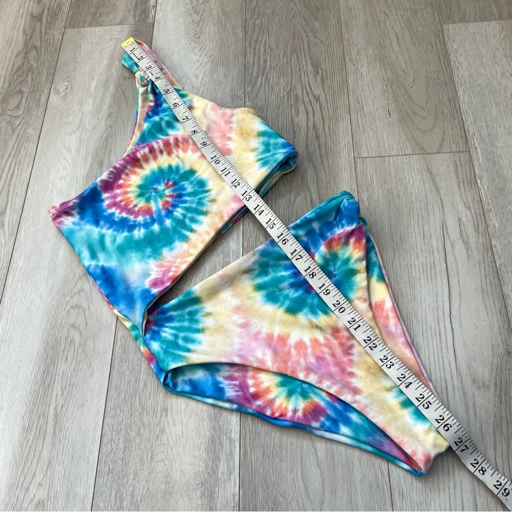 Skatie Tie-Dye Swimsuit one shoulder cut out one piece womens (xsmall) nicole - Image 7