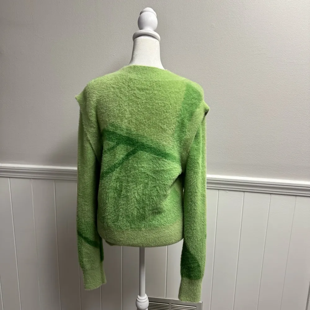 House of Sunny Sweater Vest Long Detachable Sleeves Abstract Fuzzy Green 4 - Image 11