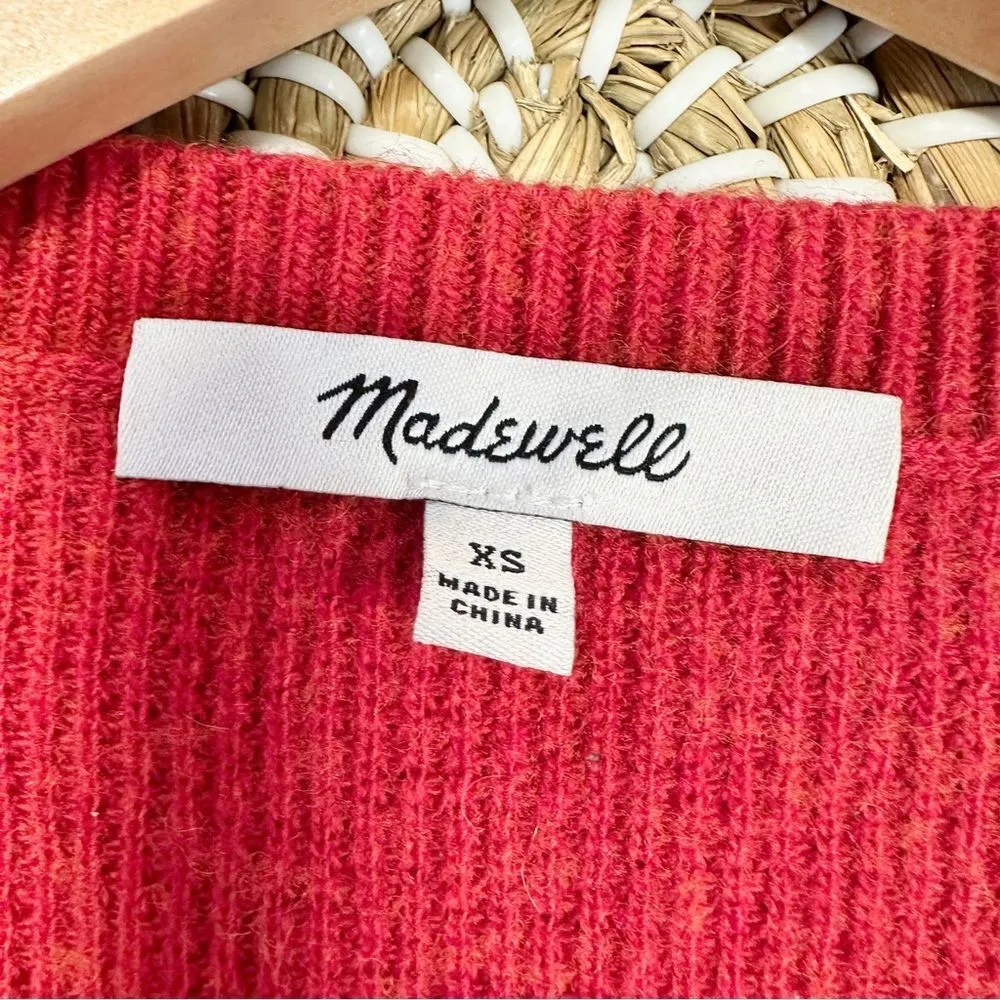 Madewell Asherton Waffle Henley Sweater Wool Alpaca Blend in Heather Poppy XS - Image 10