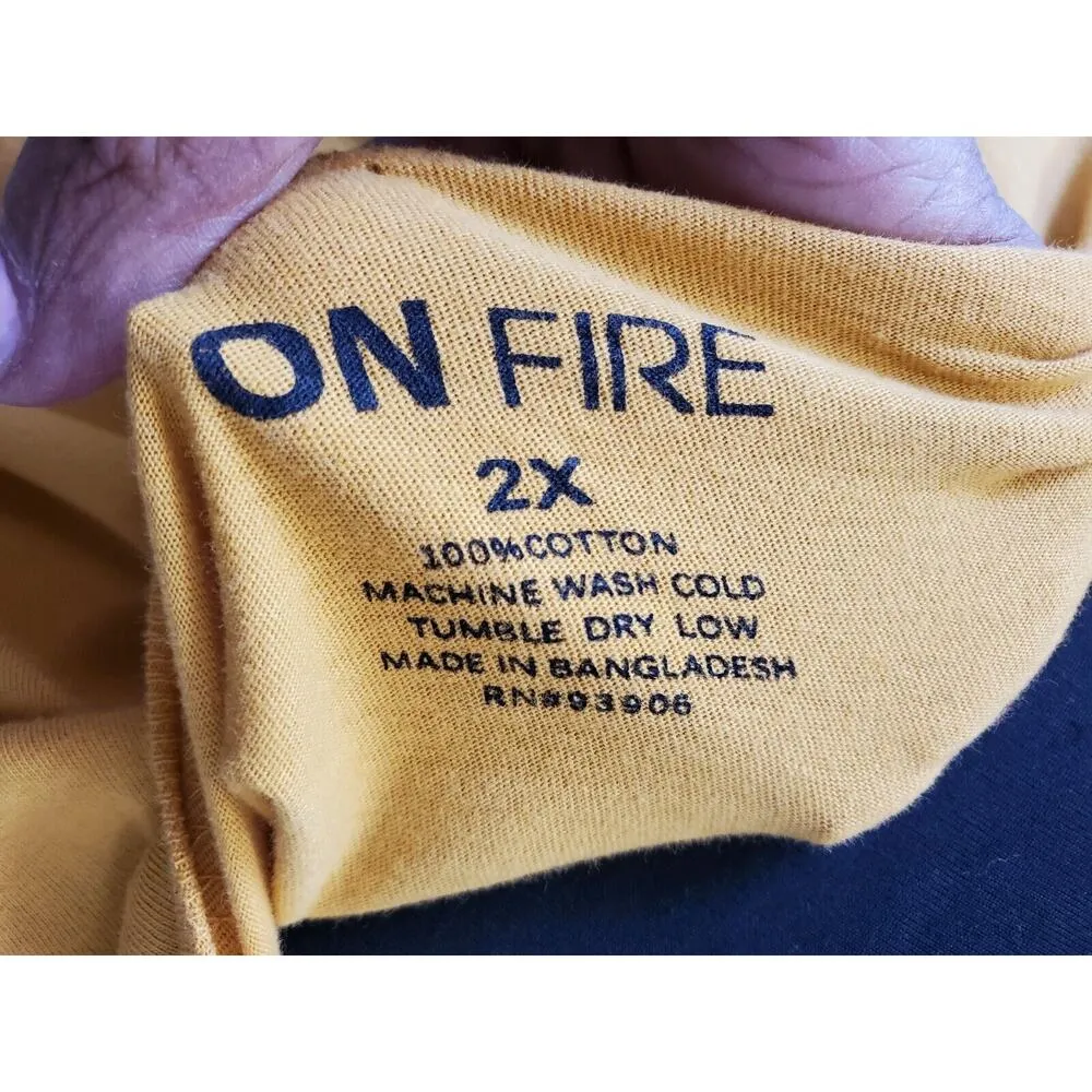 On Fire Womens Yellow 100% Cotton Crew Neck Long Sleeve Casual Top Shirt Size 2X - Image 9