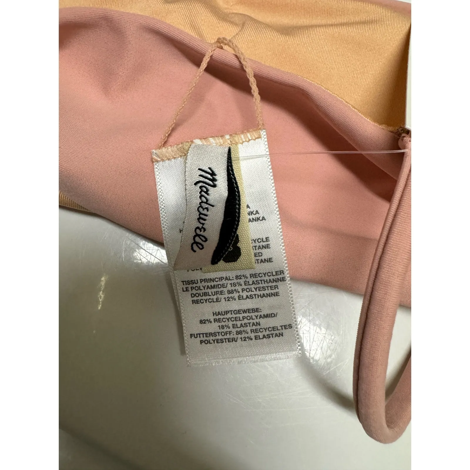 Madewell Womens Bikini Top Sz XXS Second Wave Spaghetti Strap‎ Bandeau Pale Pink - Image 8