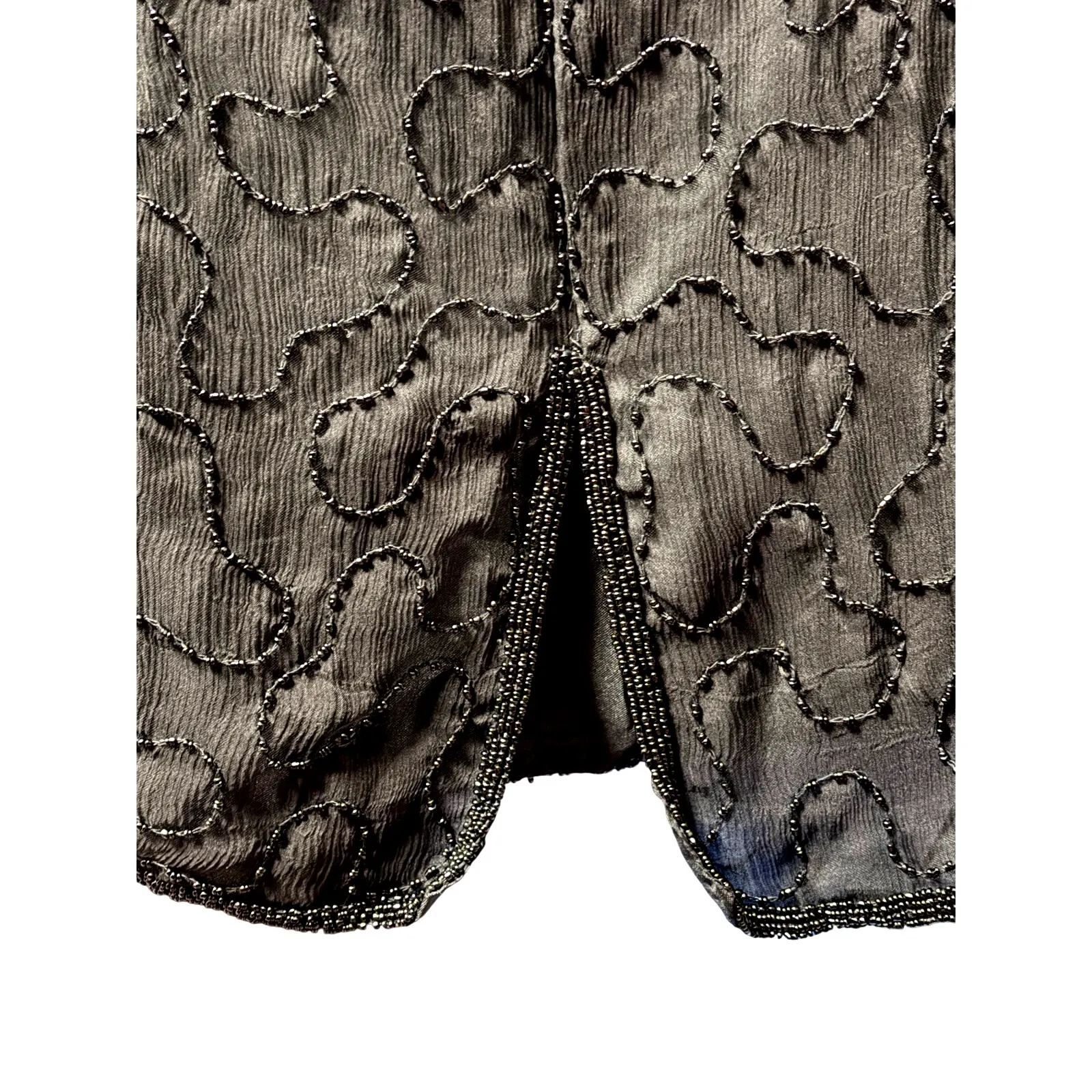 JMD Black Beaded Slik Cocktail Party Dress size XL - Image 11