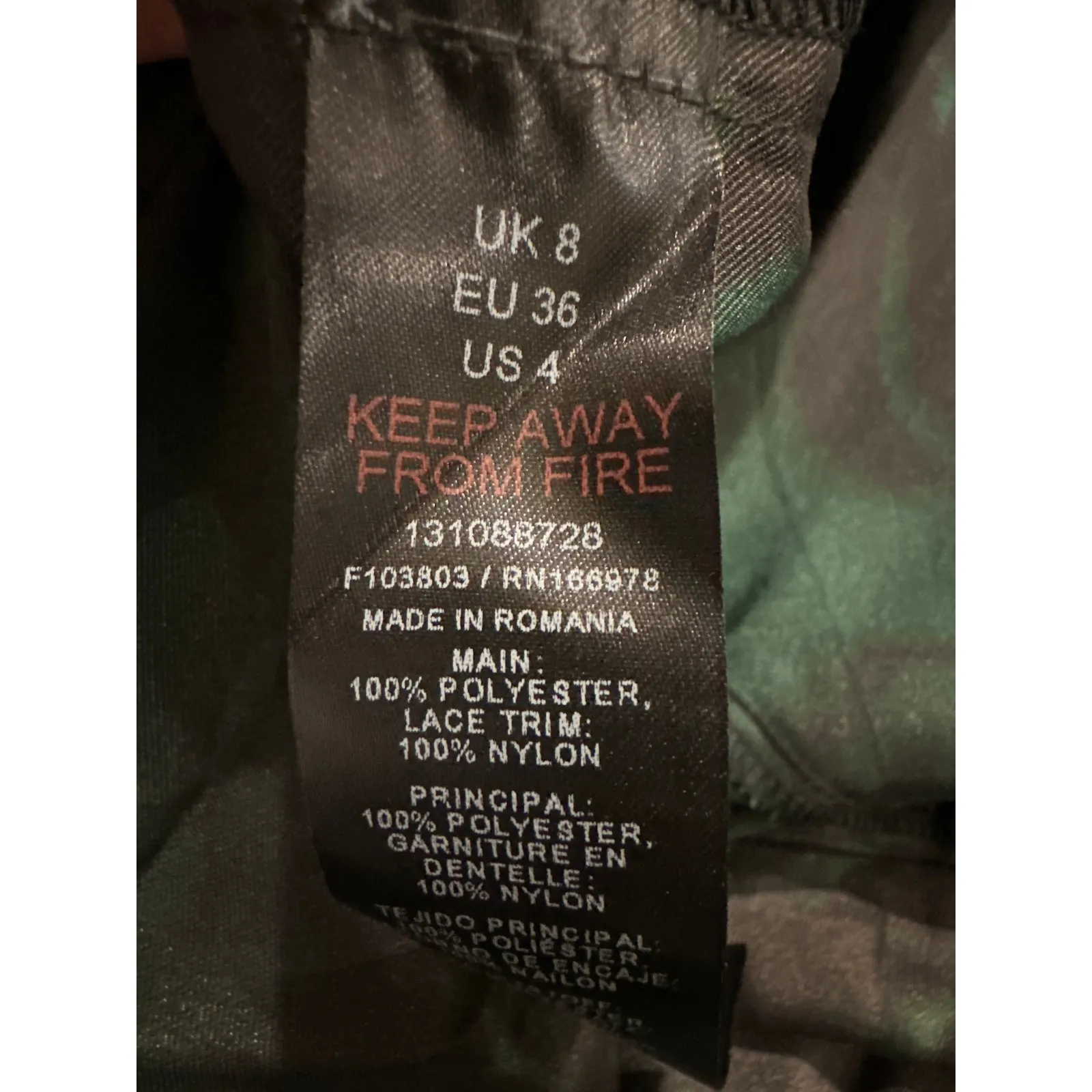 Topshop Lace Maxi Fishtail  Slip Dress Green Print Size US 4 - Image 6