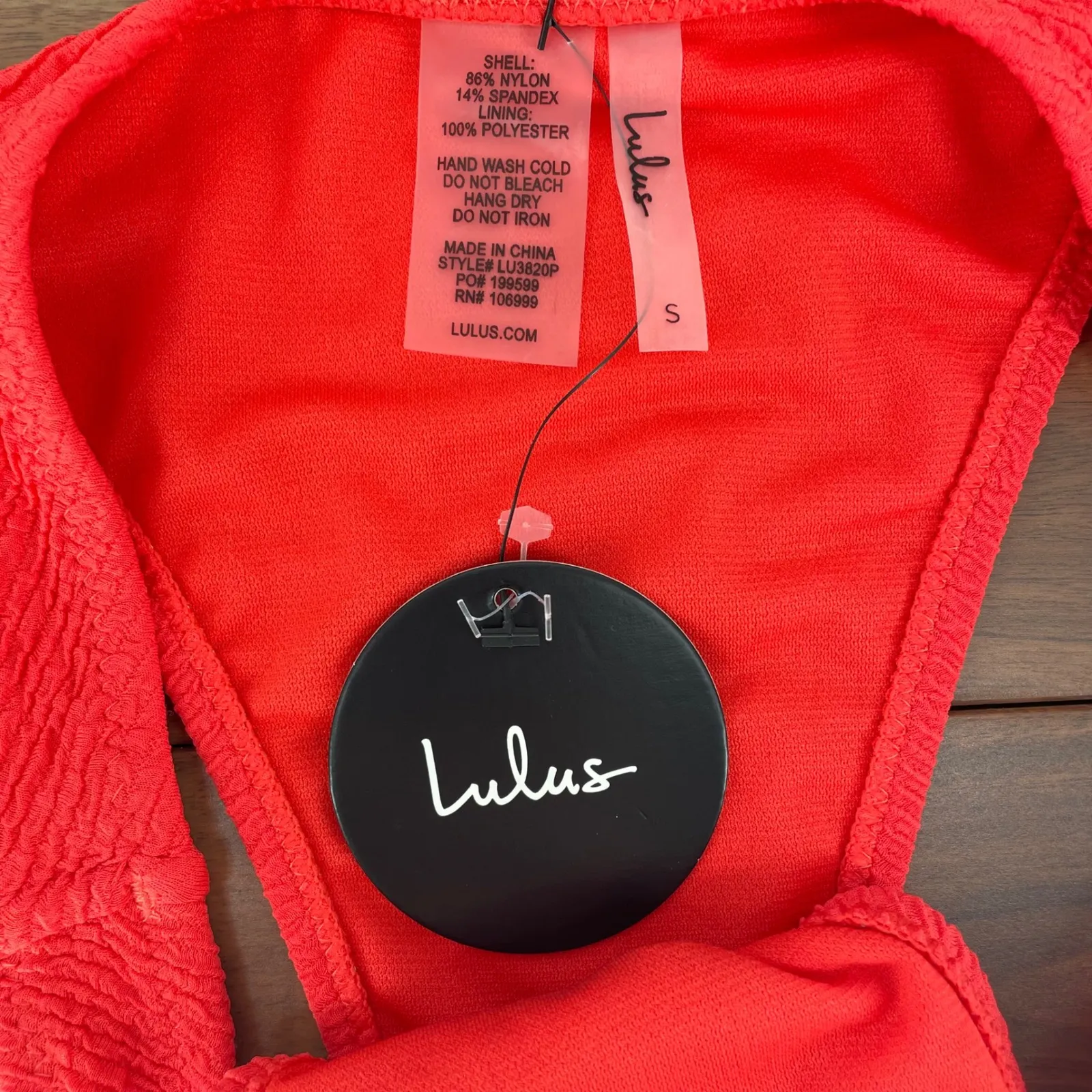 Lulus Coral Textured High Leg Bikini Bottoms Size S - Image 3