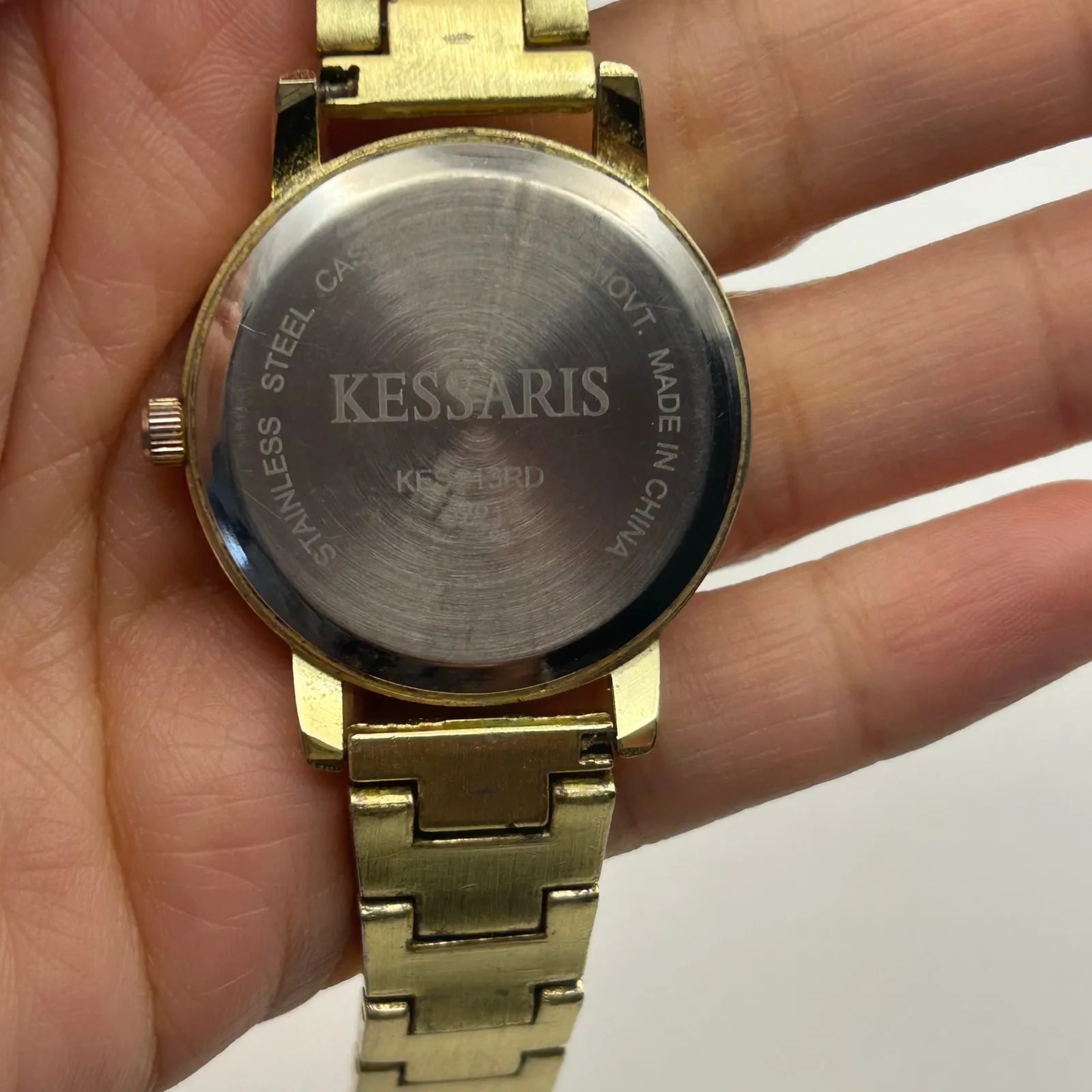 Kessaris Gold Tone Mother Pearl St. Steel Women’s Watch Working New Battery - Image 8