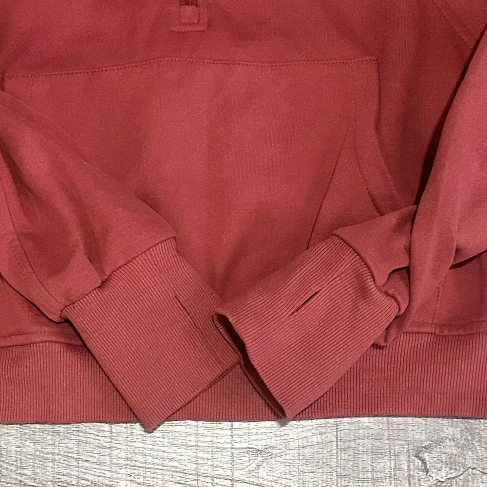 Stand Collar Half Zip Sweatshirt Women XL Rust Ribbed Thumbhole - Image 4