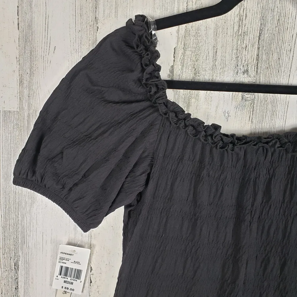 NWT Speechless Black Pucker Sweetheart Knit Short Sleeve Dress Women's Medium - Image 9